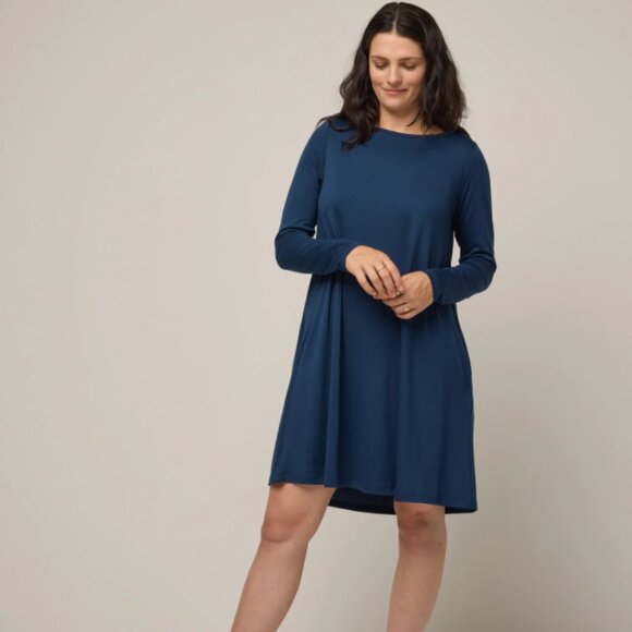 Wool& Rowena Swing Dress, Marine Blue, Size Small - Picture 2 of 6